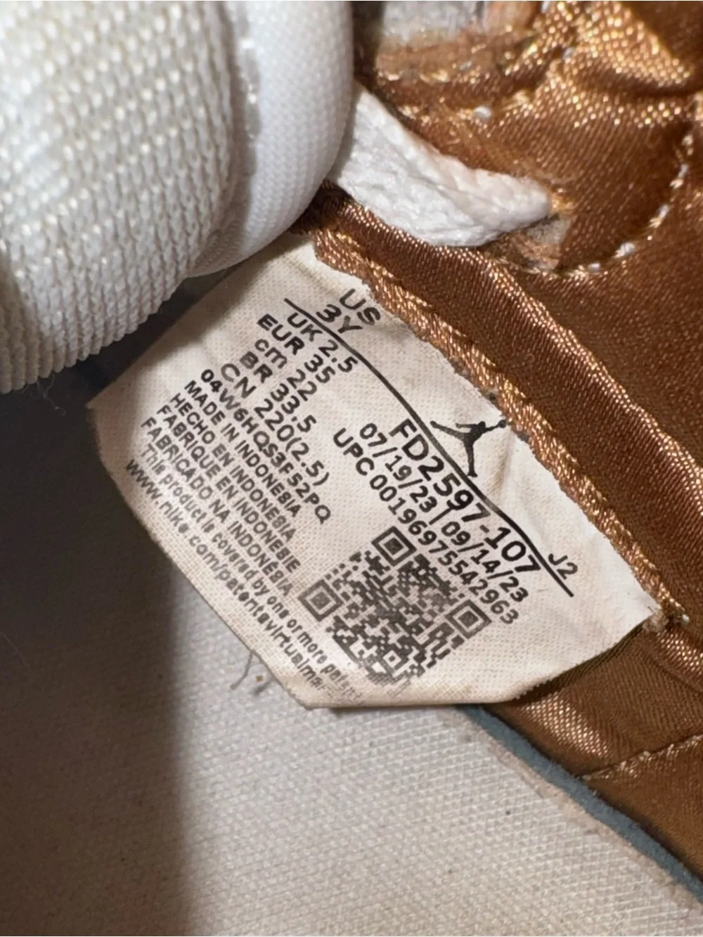 Nike Kids White and Gold High-Top Sneakers